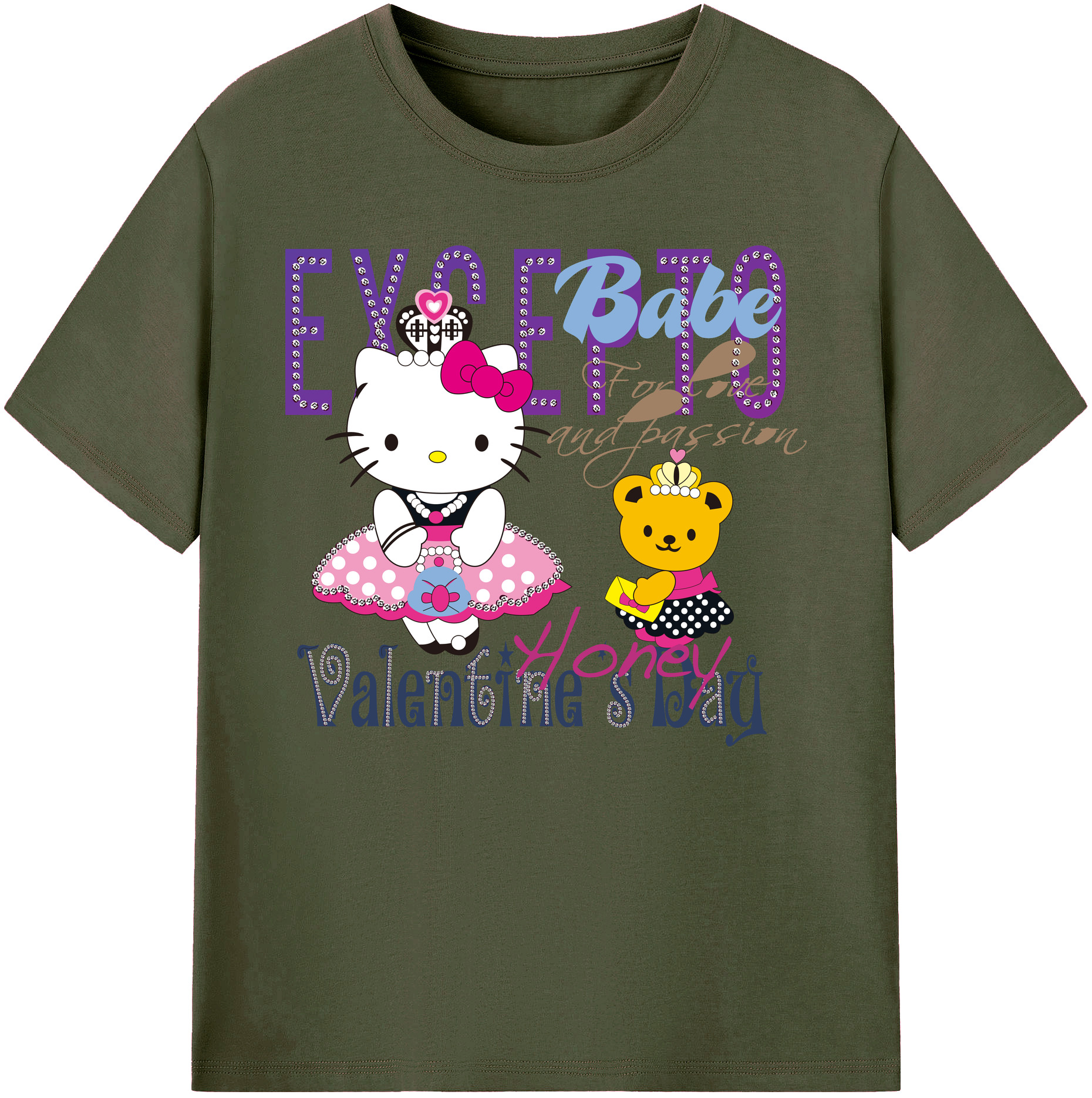 （画像用） Hello Kitty ハローキティ 綿100％ メンズ半袖Tシャツ｜肌触りやわらか＆通気性